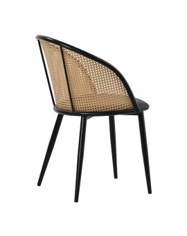 Καρέκλα Riccardo pakoworld φυσικό pe rattan-ανθρακί pu-μαύρο μέταλλο 56x52x82εκ