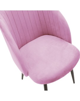 Πολυθρόνα Oasis pakoworld βελούδο ροζ-πόδι μαύρο μέταλλο 54x52x84εκ