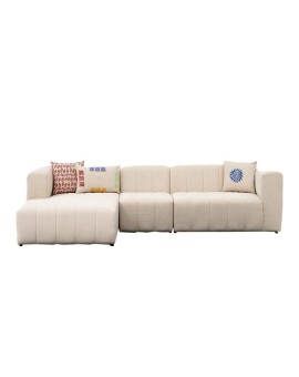 Γωνιακός καναπές Beyza pakoworld δεξιά γωνία κρεμ ύφασμα 299x160x73εκ