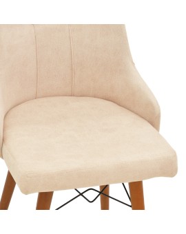 Καρέκλα Elif pakoworld εκρού ύφασμα-καρυδί πόδι 46x50x97εκ