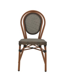 Καρέκλα Nacia  pakoworld καρυδί αλουμίνιο-γκρι textilene 45x59x85εκ