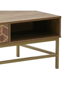 Τραπέζι σαλονιού Brilo Inart καφέ-χρυσό ξύλο 101x59x43εκ