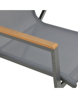 Πολυθρόνα Azelie pakoworld textilene ανθρακί-πόδι αλουμινίου ανθρακί-plywood μπράτσο 77x55x94εκ