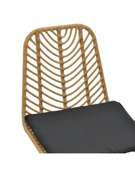 Καρέκλα κήπου Naoki pakoworld με μαξιλάρι pe φυσικό-μέταλλο μαύρο πόδι 44x58x82εκ