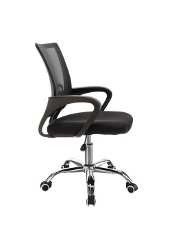 Καρέκλα γραφείου εργασίας Berto chrome pakoworld ύφασμα mesh μαύρο 56x47x85-95εκ