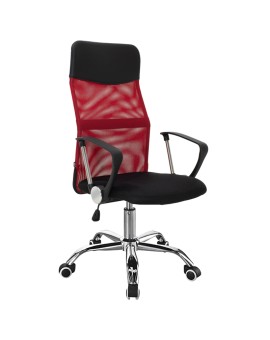 Καρέκλα γραφείου διευθυντή Joel I pakoworld με ύφασμα mesh μαύρο-κόκκινο 60x60x109-118εκ