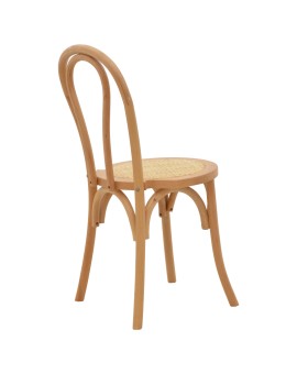 Καρέκλα Azhel pakoworld φυσικό ξύλο οξιάς-έδρα φυσικό rattan 41x50x89εκ