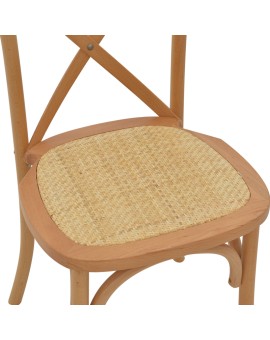 Καρέκλα Dylon pakoworld στοιβαζόμενη καρυδί ξύλο οξιάς-έδρα φυσικό rattan 48x52x89εκ