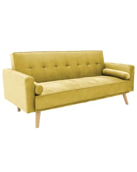 Καναπές-κρεβάτι Success pakoworld 3θέσιος κίτρινο βελούδο 190x80x84εκ