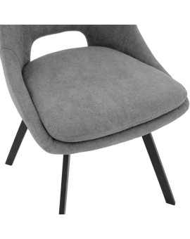 Καρέκλα Initiate pakoworld γκρι μπουκλέ ύφασμα-πόδι μαύρο μέταλλο 48x57x85εκ