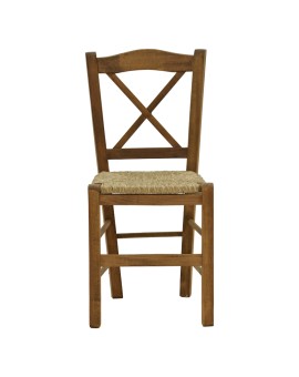 Καρέκλα καφενείου με ψάθα Seimi-Charchie pakoworld χιαστή καρυδί ξύλο 42x40x89εκ