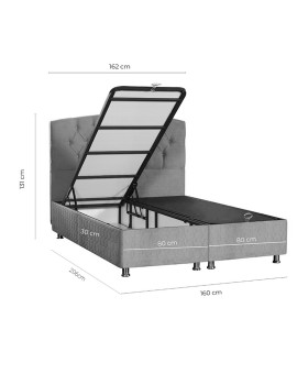 Κρεβάτι Lanse pakoworld διπλό με αποθηκευτικό χώρο καφέ 160x200εκ