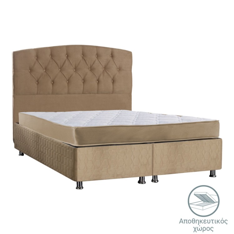 Κρεβάτι Lanse pakoworld διπλό με αποθηκευτικό χώρο φυσικό 160x200εκ