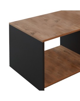 Τραπέζι σαλονιού Noil pakoworld oak-ανθρακί μελαμίνης 90x60x48εκ