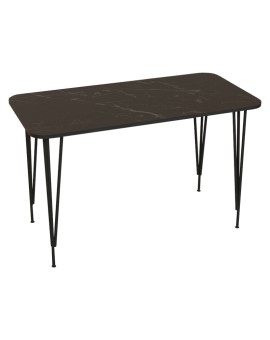 Τραπέζι Polkan pakoworld μαύρο μαρμάρου μελαμίνης-μαύρο μέταλλο 120x60x73εκ