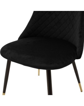 Καρέκλα Giselle pakoworld βελούδο μαύρο-πόδι μαύρο χρυσό