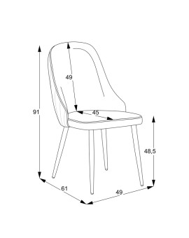 Καρέκλα Remis pakoworld κρεμ ύφασμα-πόδι μαύρο μέταλλο 49x61x91εκ