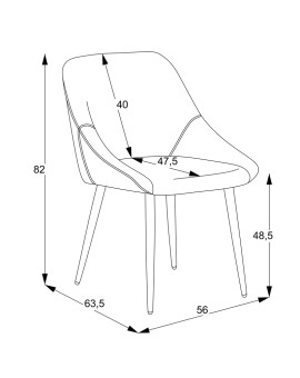 Καρέκλα Putos pakoworld μπεζ ύφασμα-πόδι μαύρο μέταλλο 56x63.5x82εκ