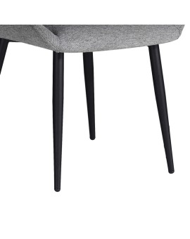 Καρέκλα Putos pakoworld ανοιχτό γκρι ύφασμα-πόδι μαύρο μέταλλο 56x63.5x82εκ
