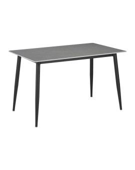 Τραπέζι Gustas pakoworld γκρι μαρμάρου sintered stone-μαύρο μέταλλο 160x90x75εκ