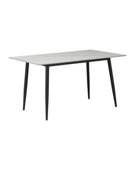 Τραπέζι Gustas pakoworld λευκό μαρμάρου sintered stone-μαύρο μέταλλο 120x60x75εκ