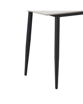 Τραπέζι Gustas pakoworld λευκό μαρμάρου sintered stone-μαύρο μέταλλο 160x90x75εκ