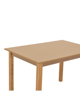 Τραπέζι Zolenio pakoworld μασίφ ξύλο οξιάς με επιφάνεια mdf λούστρο καρυδί 120x80x76εκ