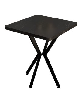 Τραπέζι Prestone pakoworld μαύρο μαρμάρου μελαμίνης-μαύρο μέταλλο 70x70x75εκ