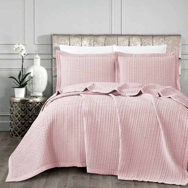 Κουβέρτα Ζακάρ Σετ Όνειρα Ροζέ Υπέρδιπλη 230 x 245 cm + (2) 50 x 70 cm
