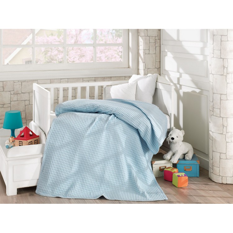Κουβέρτα πικέ σε 4 χρώματα - Γαλάζιο