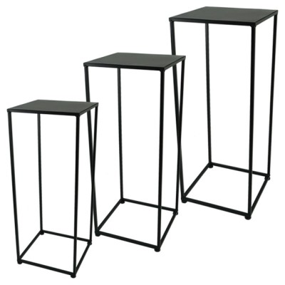 ΜΕΤΑΛΛΙΚΟ ΣΤΑΝΤ ΣΕΤ X3 - ΜΑΥΡΟ 29x29x70, 26x26x65, 22x22x60cm
