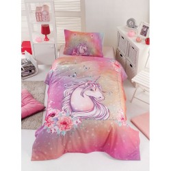 Σετ κουβερλί μονό Unicorn Art 6114  160x240  Ροζ   Beauty Home